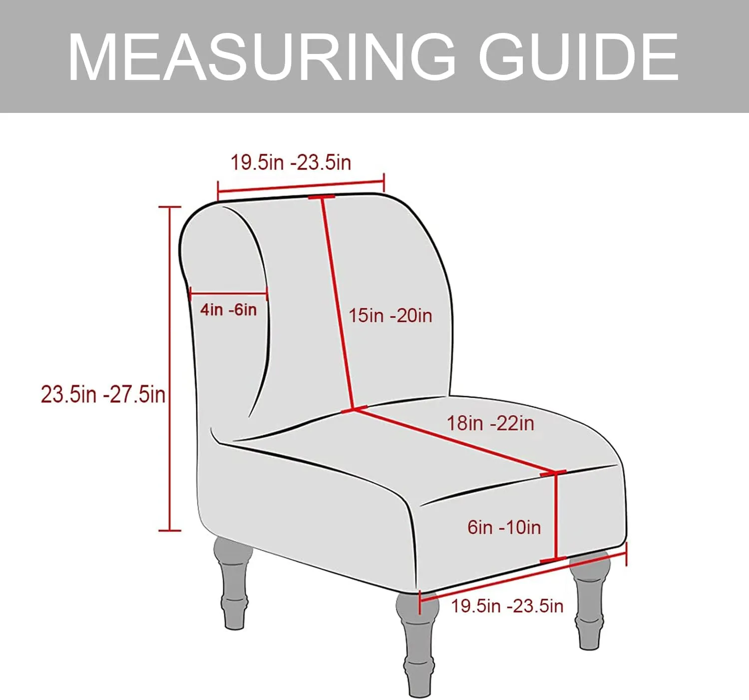 UCCONO Armless Accent Chair Slipcovers, Thick Velvet Slipper Accent Chair Covers Hotel Oversized Big Chairs, Removable Furniture Protector with Elastic Bottom, Machine Washable (Ivory)