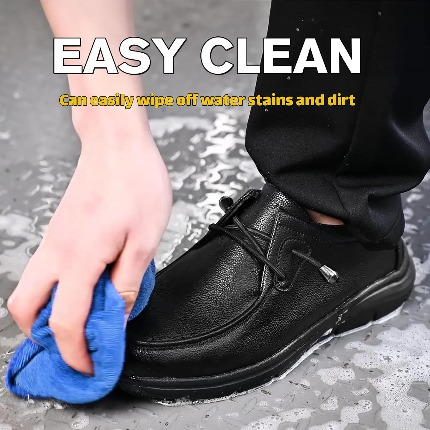 ulogu Leather Non-Slip Waterproof Work Shoes for Men Women Slip-Resistant Oil Slip-On Loafers for Chef Kitchen Restaurant Food Service Comfortable & Durable Sneakers All-Day Wear