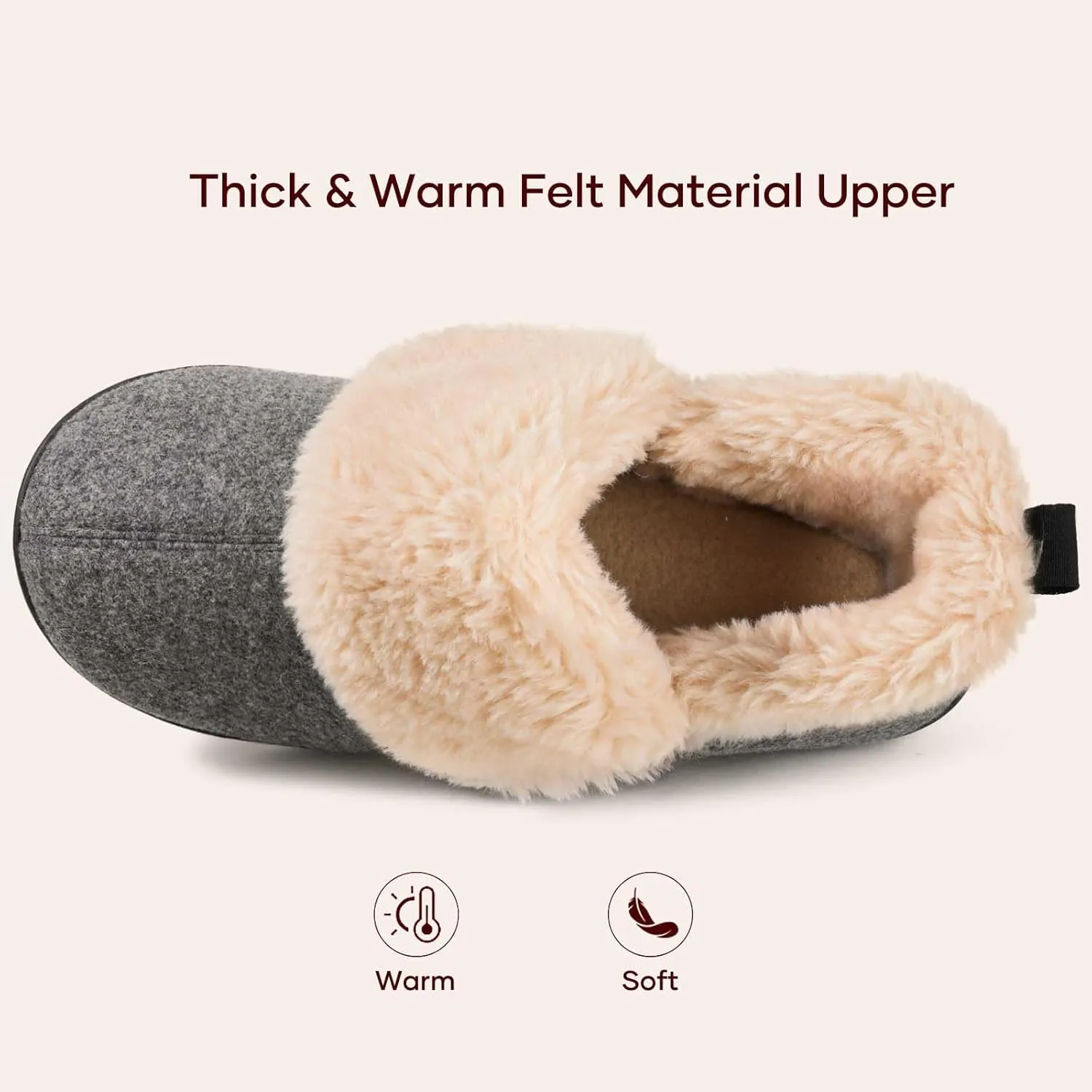 ULTRAIDEAS Women's Warm Slippers with Back, Ladies Slippers for Winter, Cosy Bootie Furry Slipper