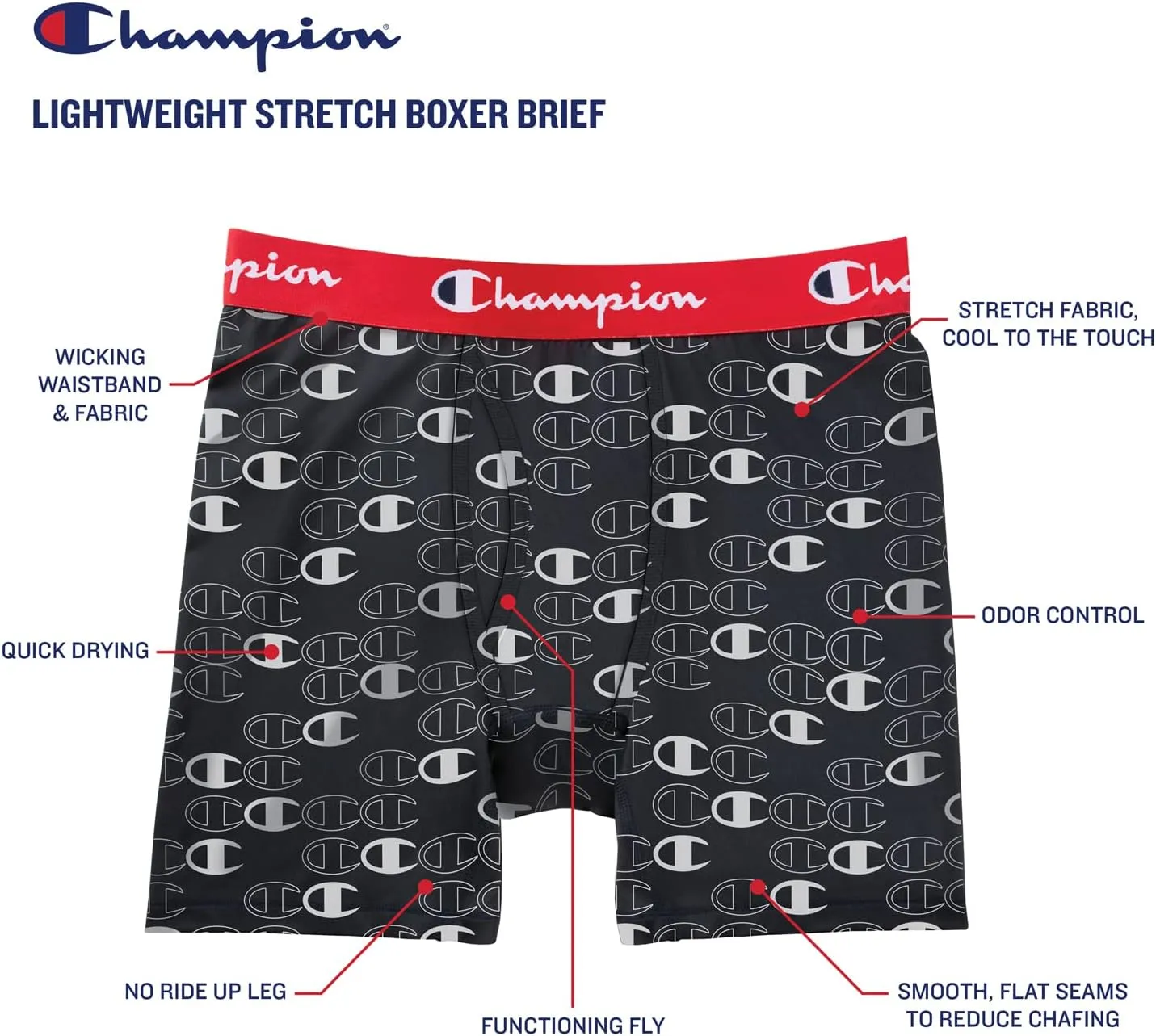 Underwear Boxer Briefs, Everyday Active, Lightweight Stretch, 3-pack