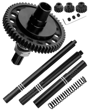 Upgrades Part for 1/10 4x4 Granite,Senton,Vorteks,Big Rock 3S BLX,Aluminum Center Slider Driveshaft & 7075 Metal Spur Gear Slipper Clutch 57T(32dp) with 15T/16T/17T Pinions Gear Sets,Black