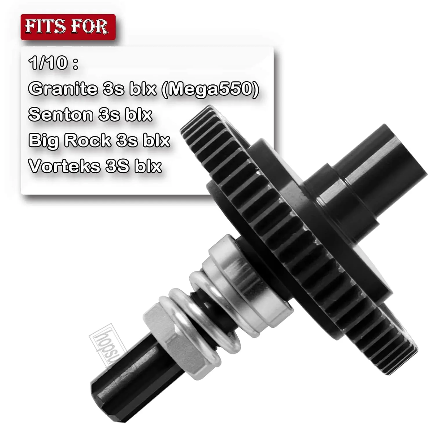Upgrades Part for 1/10 4x4 Granite,Senton,Vorteks,Big Rock 3S BLX,Aluminum Center Slider Driveshaft & 7075 Metal Spur Gear Slipper Clutch 57T(32dp) with 15T/16T/17T Pinions Gear Sets,Black