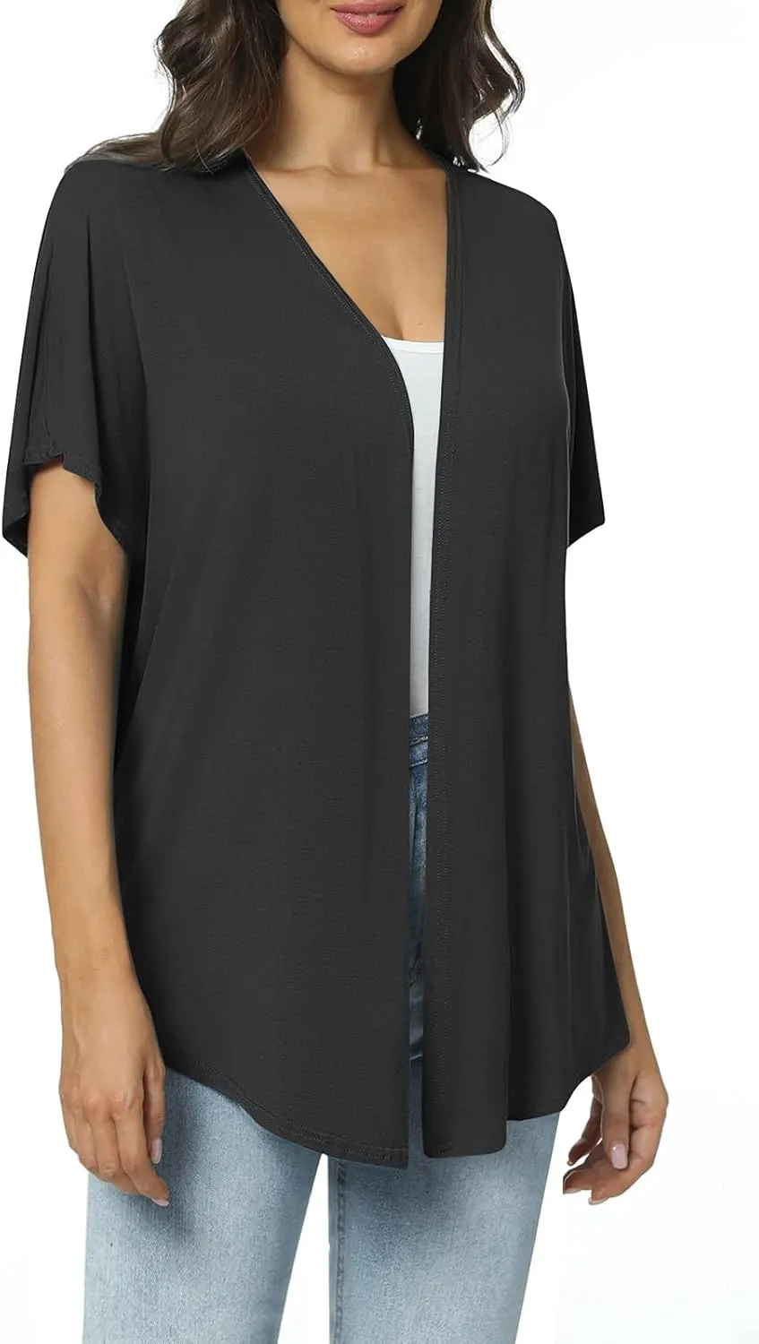 Urban CoCo Women's Lightweight Short Sleeve Kimono Cardigan Casual Cover Ups