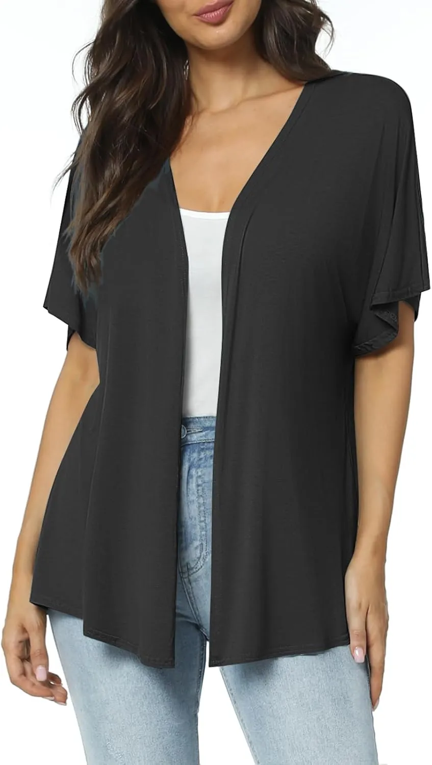 Urban CoCo Women's Lightweight Short Sleeve Kimono Cardigan Casual Cover Ups