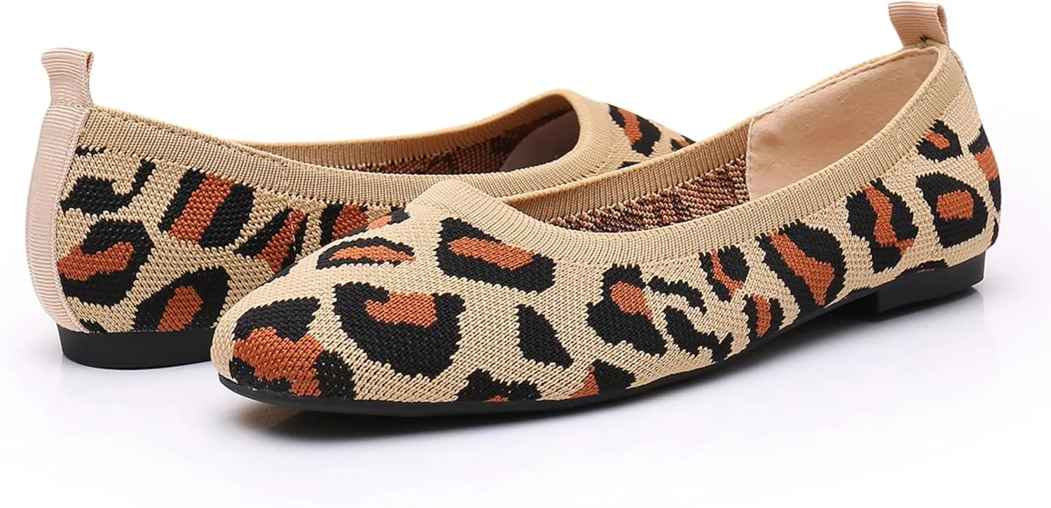 VenusCelia Women's Flexible Knit Flat Shoe