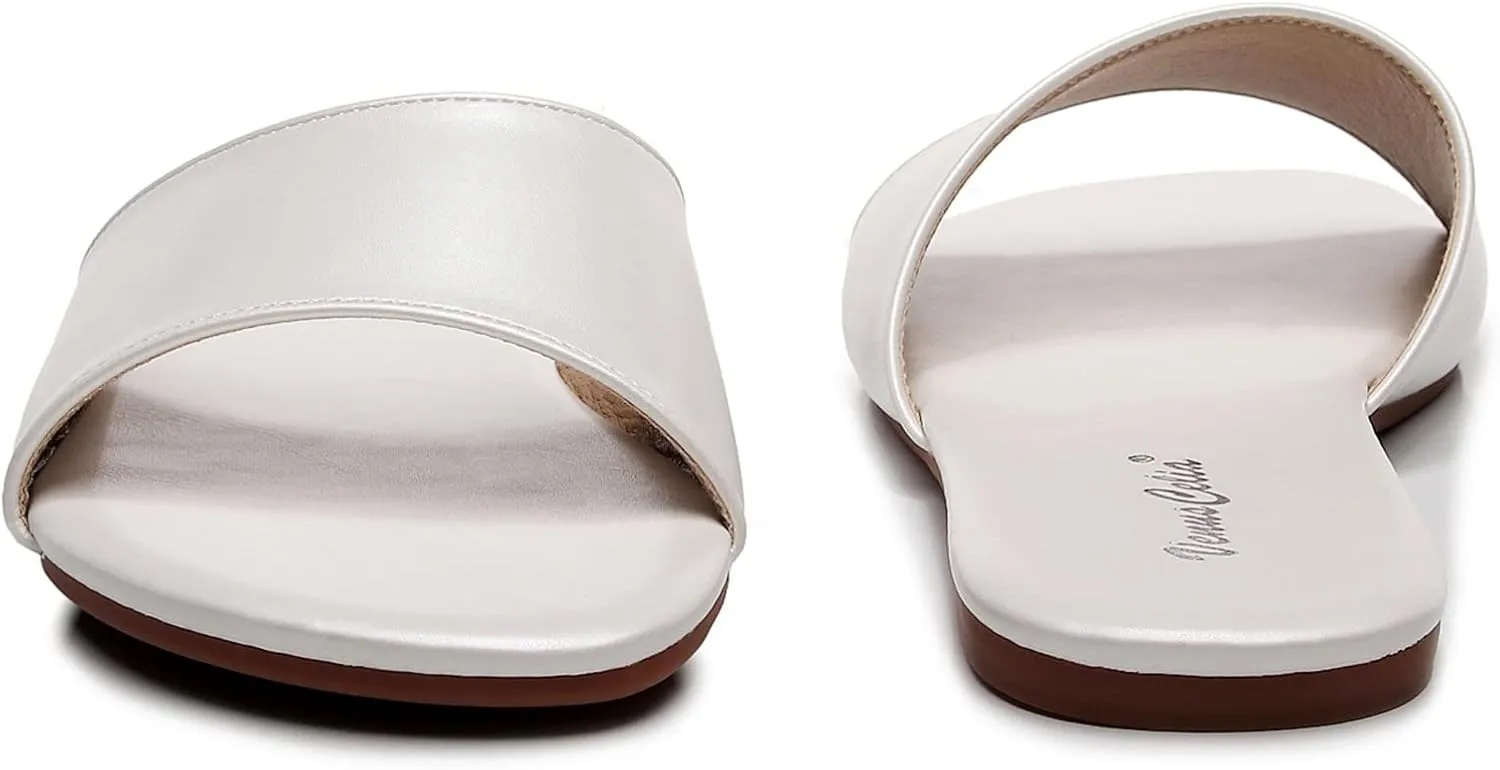 VenusCelia Women's Plain Wide Flat Sandal