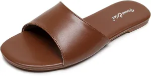 VenusCelia Women's Plain Wide Flat Sandal