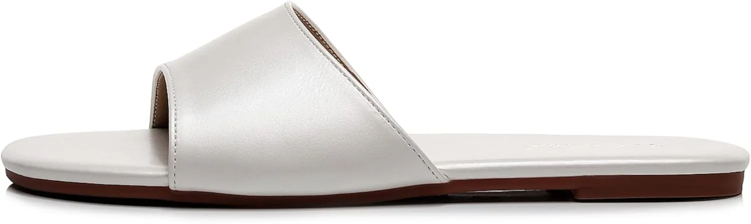 VenusCelia Women's Plain Wide Flat Sandal