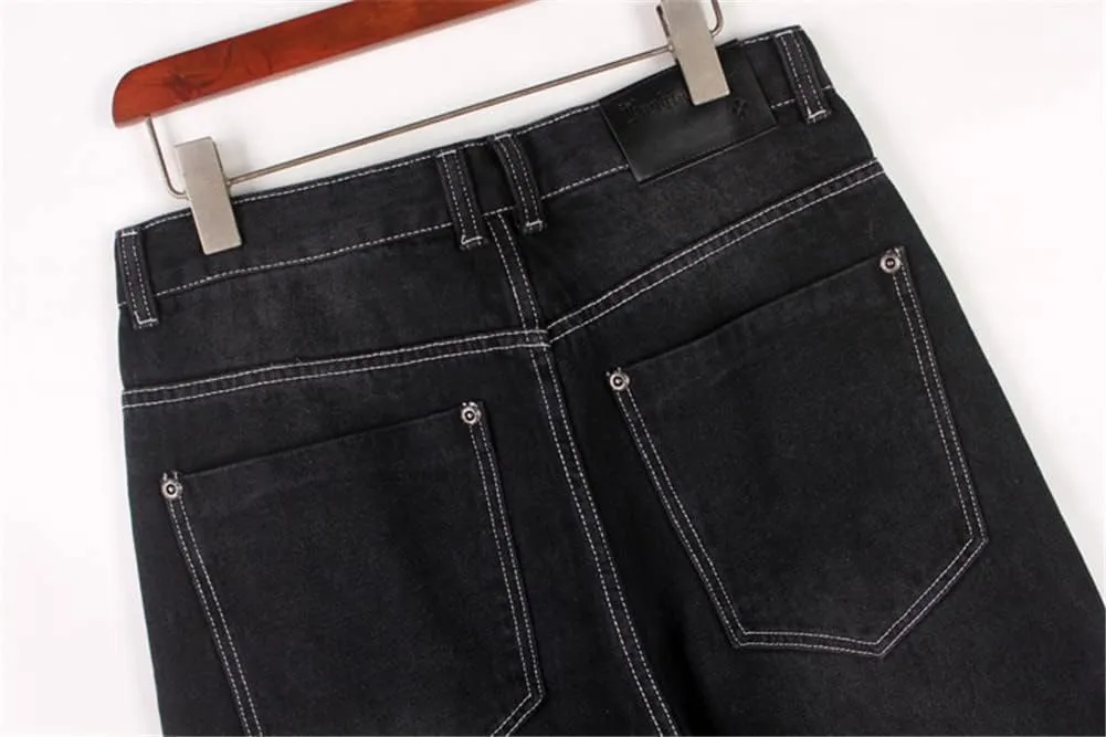 Veroders Men's Baggy Hip Hop Black Jeans- Loose Skateboard Pants Straight Baggy Skater Blue Jeans for Men