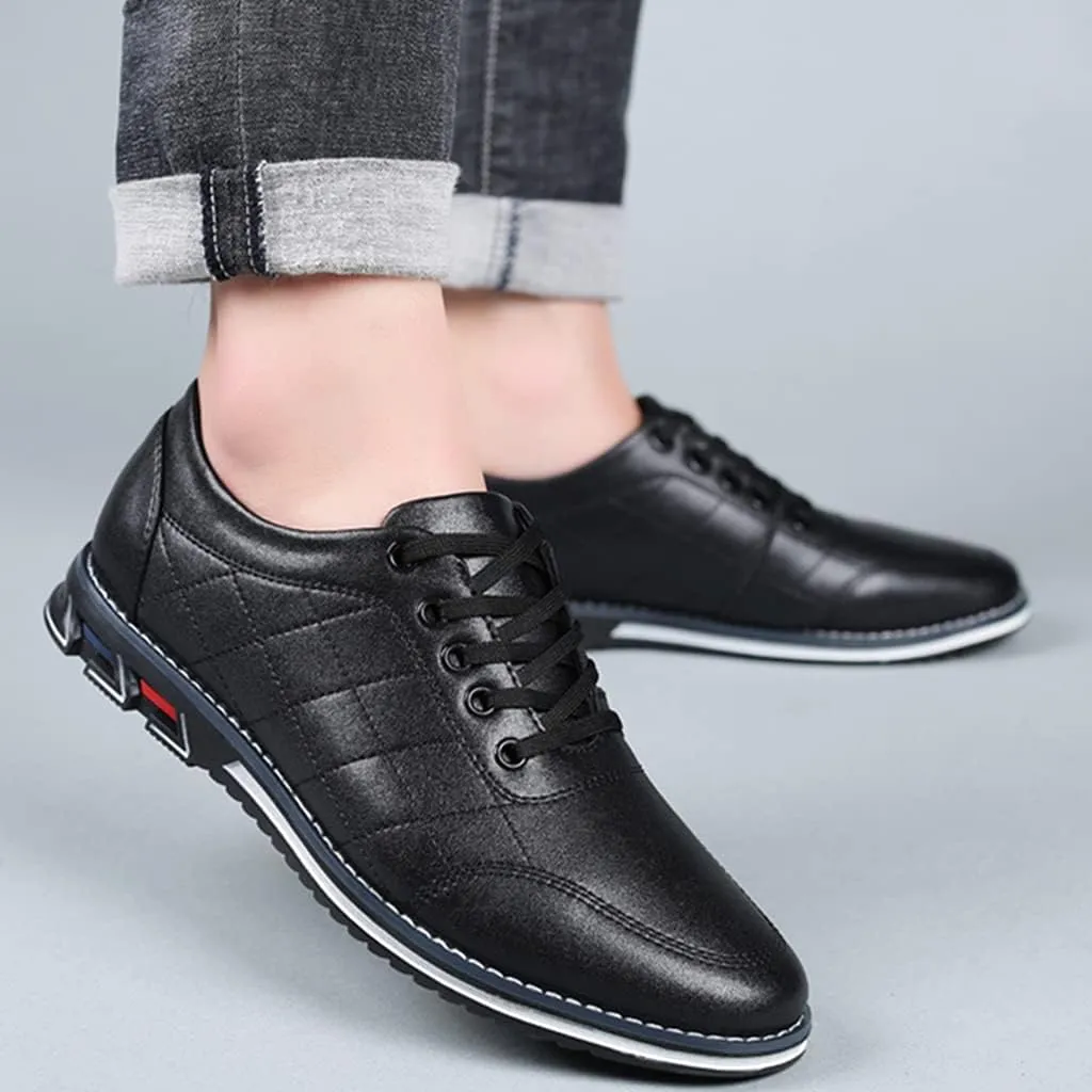 Veslexth Men Casual Driving Sneakers Loafers Breathable Comfort Walking Wing Tips Lace Up Luxury Leather Shoes for Male Business Work Office Dress Outdoor
