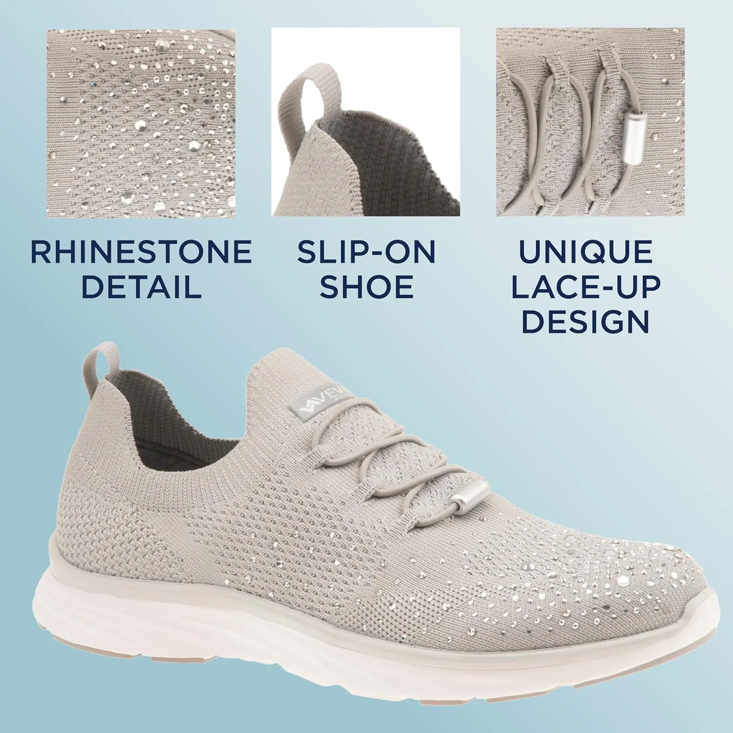 Vevo Active Women's Steffi Rhinestone Embellished Slip-On Sneaker
