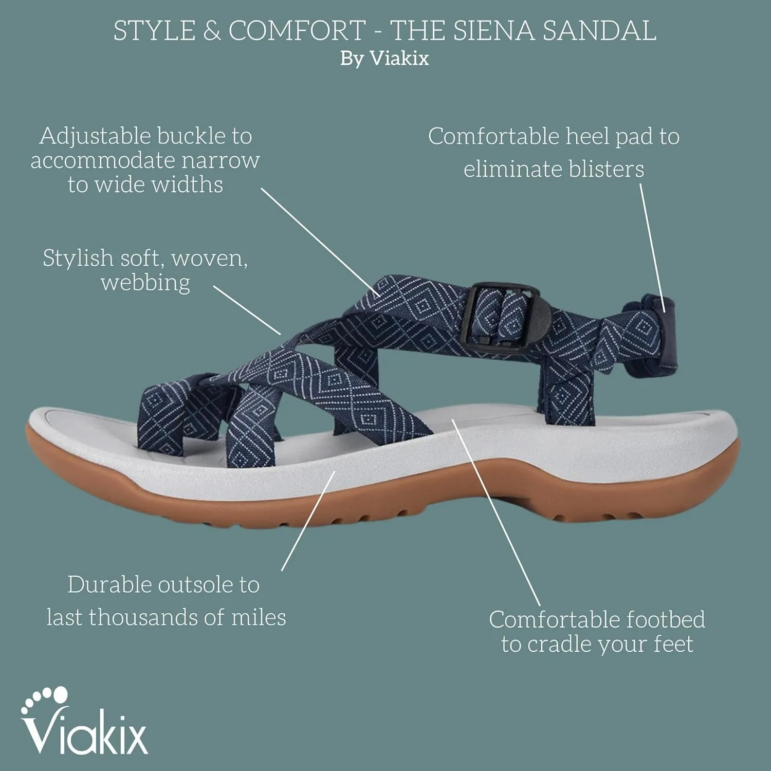 Viakix Womens Walking Sandals: Cute Stylish Comfy Athletic Sport Outdoor Hiking Sandal for Trekking Water Outdoor Beach With Arch Support for Womens Ladies