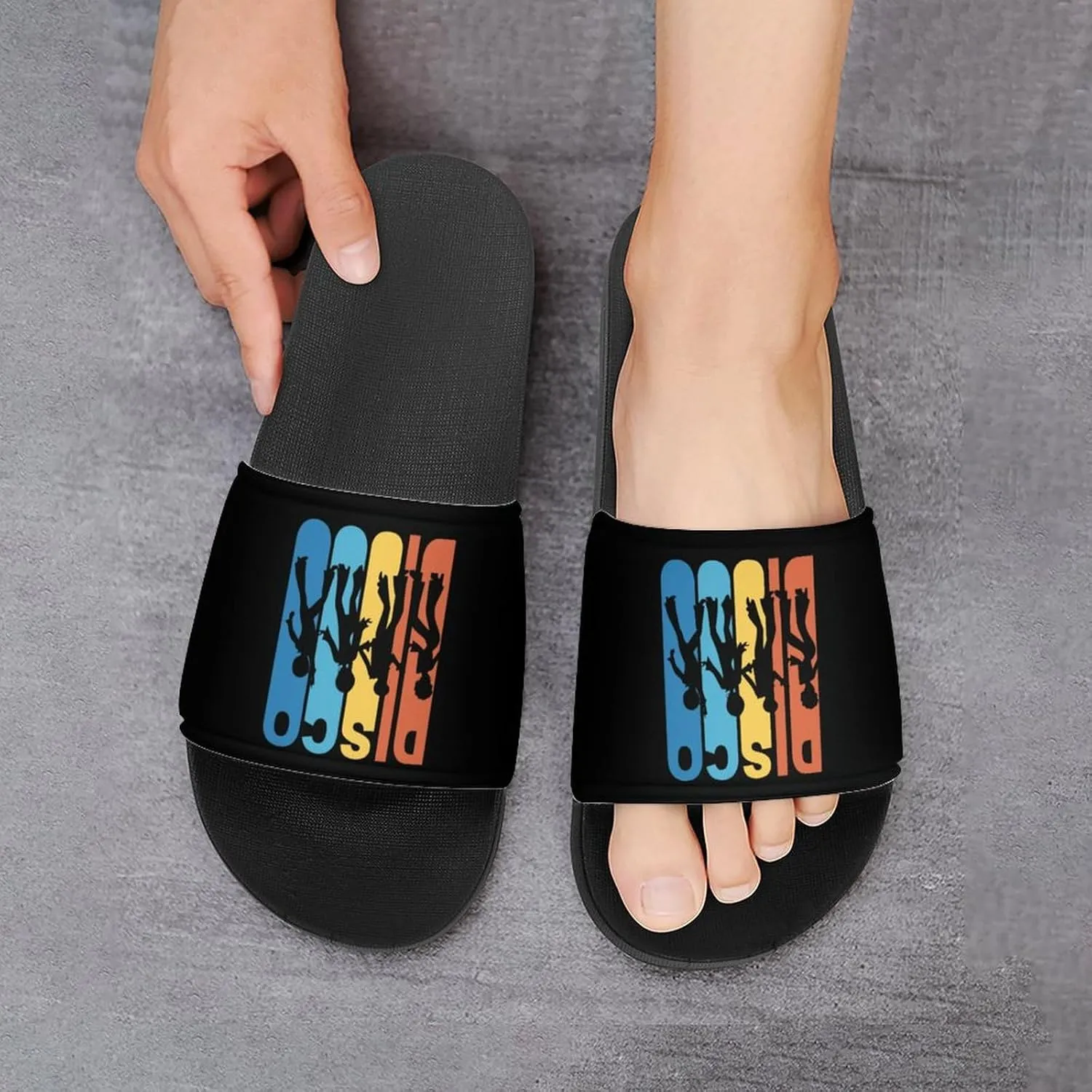 Vintage 1970's Disco House Slippers for Women Men Shower Slides Bathroom Sandals