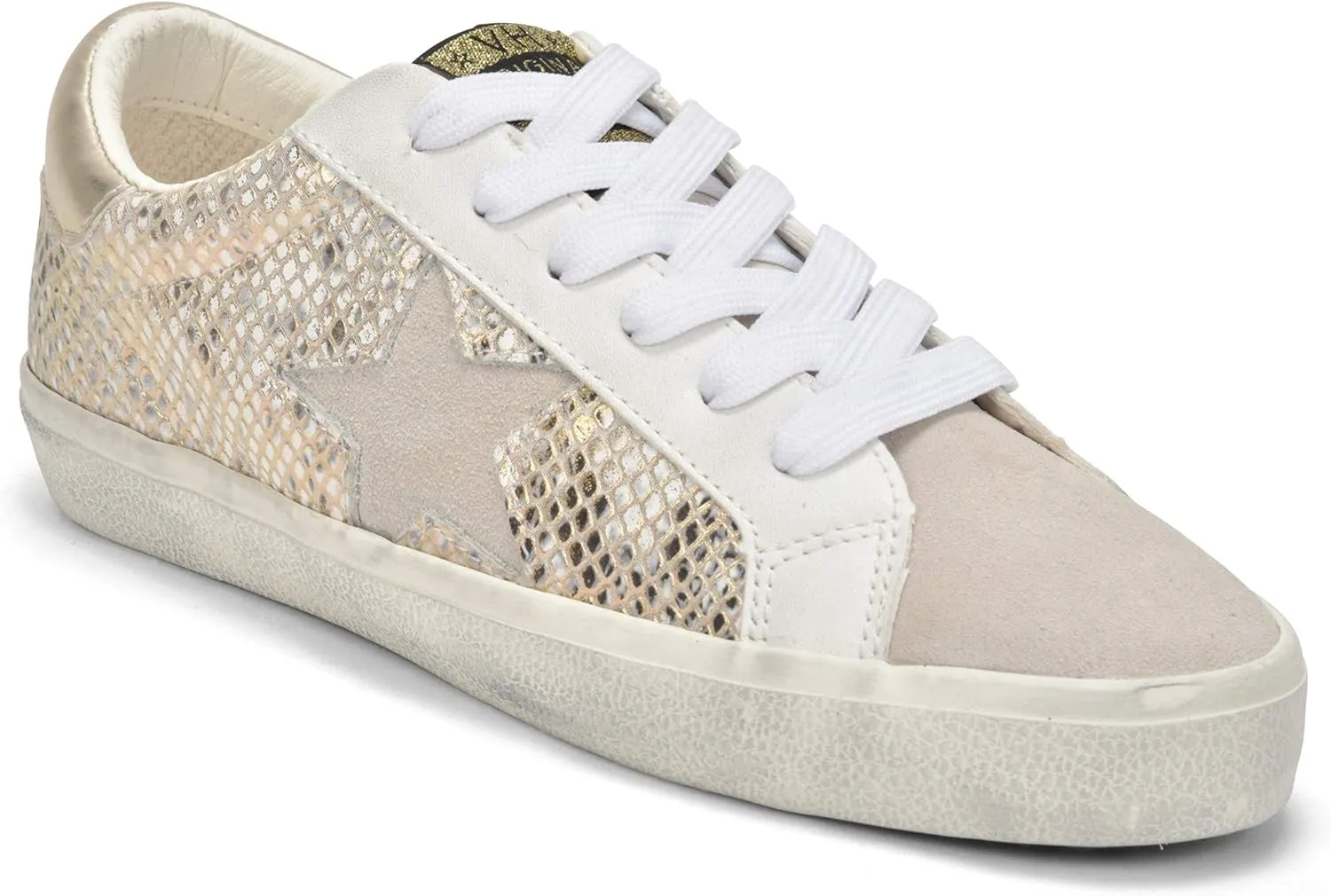 Vintage Havana Womens Kate Metallic Slip On Sneakers Shoes Casual - Gold, Grey, White