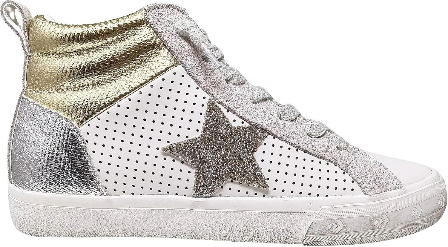 Vintage Havana Womens Lester Perforated High Slip On Sneakers Shoes Casual - Grey