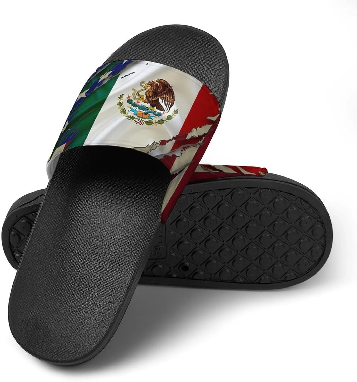 Vintage U.S.A. Mexico Flag House Slippers for Women Men Shower Slides Bathroom Sandals