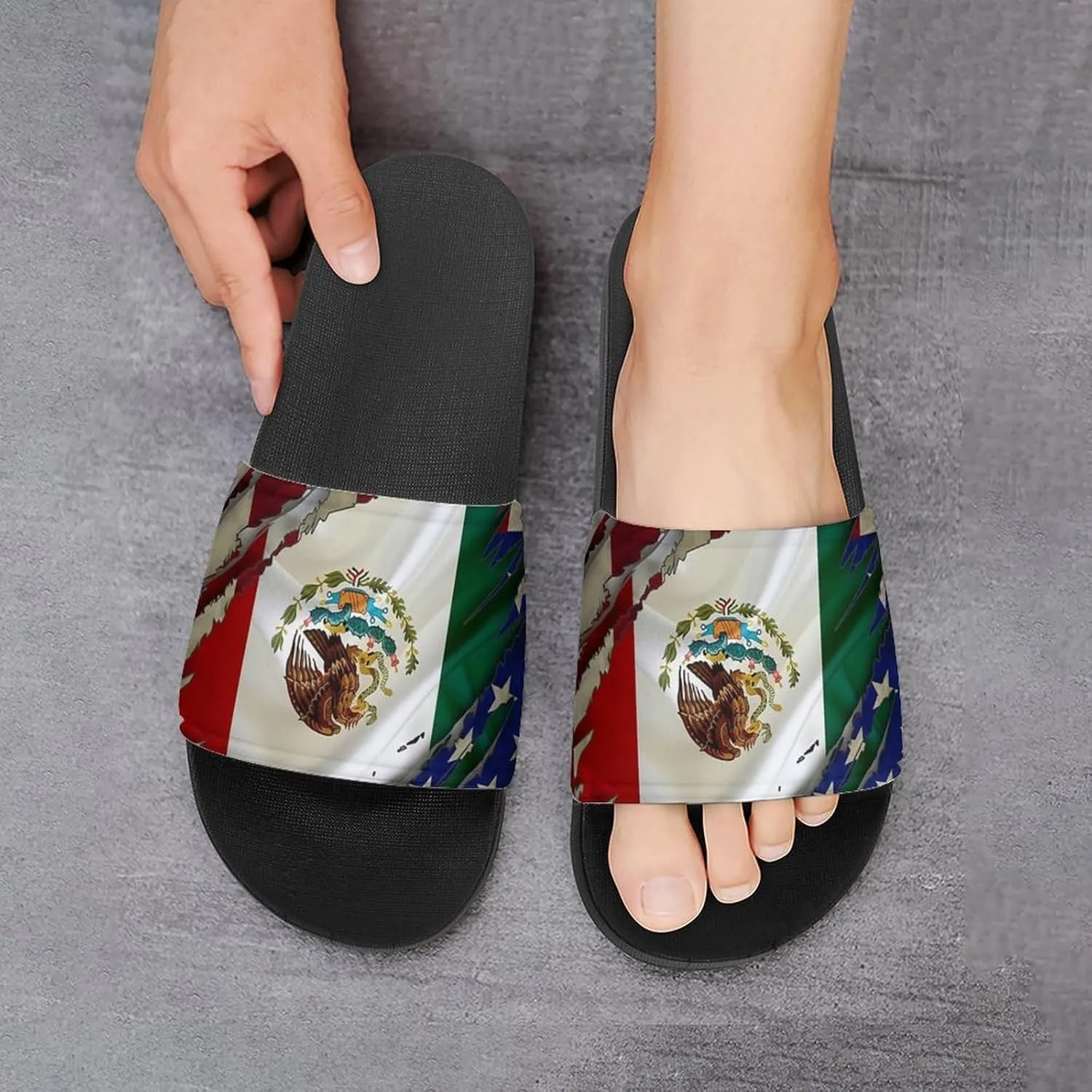 Vintage U.S.A. Mexico Flag House Slippers for Women Men Shower Slides Bathroom Sandals