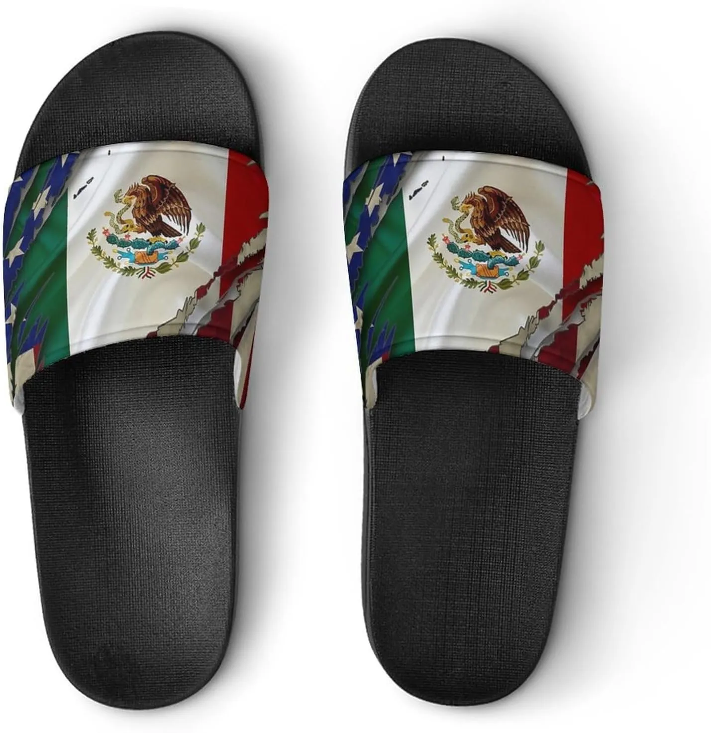 Vintage U.S.A. Mexico Flag House Slippers for Women Men Shower Slides Bathroom Sandals
