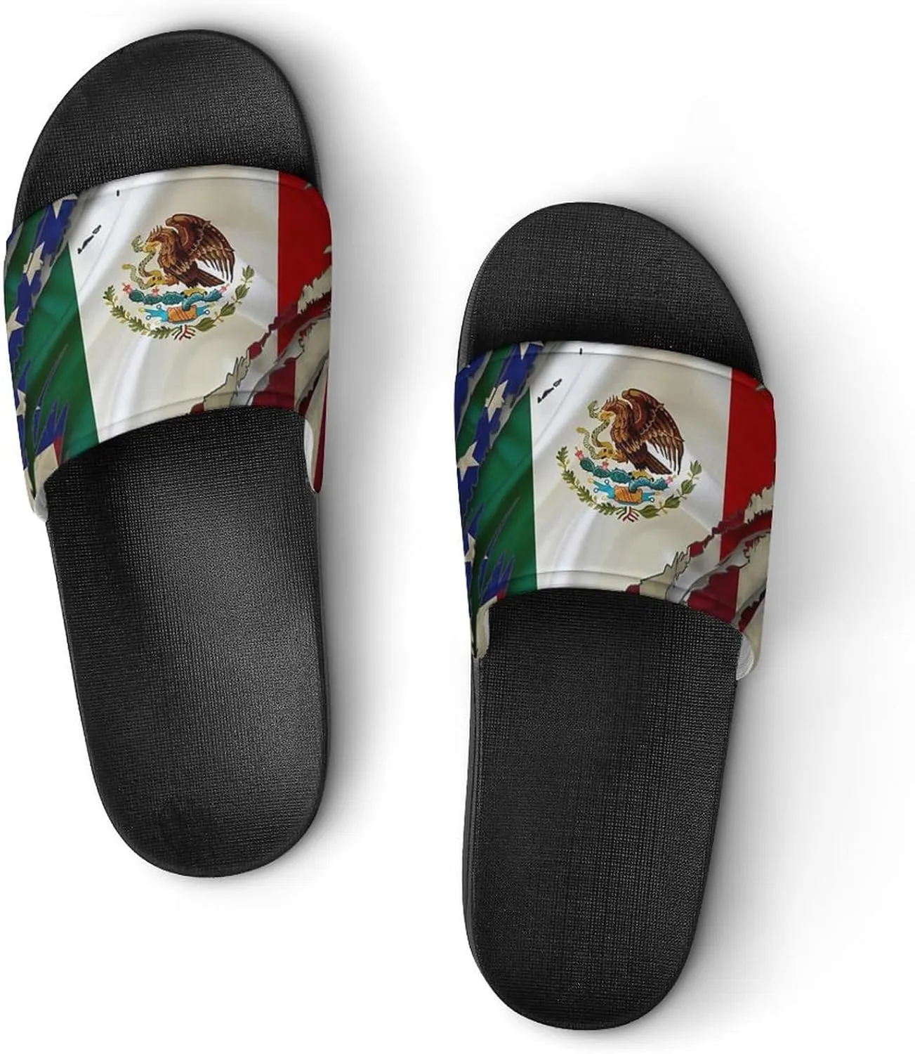 Vintage U.S.A. Mexico Flag House Slippers for Women Men Shower Slides Bathroom Sandals