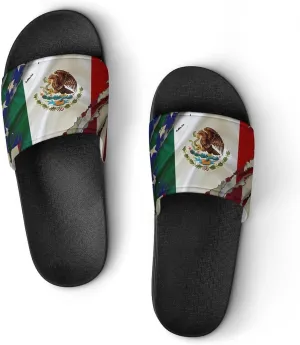 Vintage U.S.A. Mexico Flag House Slippers for Women Men Shower Slides Bathroom Sandals