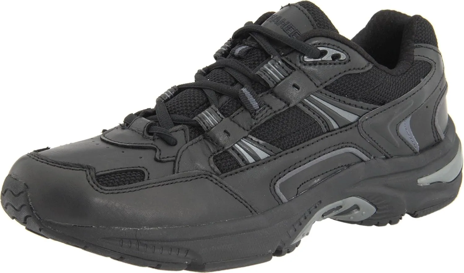 Vionic Women's Walker Classic Walking Shoes with Concealed Orthotic Arch Support Black Leather 5 Wide US