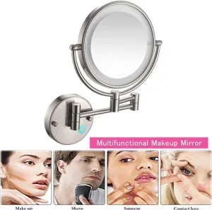 Wall Mounted Makeup Mirror with LED Lighted, Double Sided Swivel Vanity Mirror, 360 Degree Swivel, Flexible Gooseneck, and Locking Suction, for Bathroom (Color : C, Size : 7X)