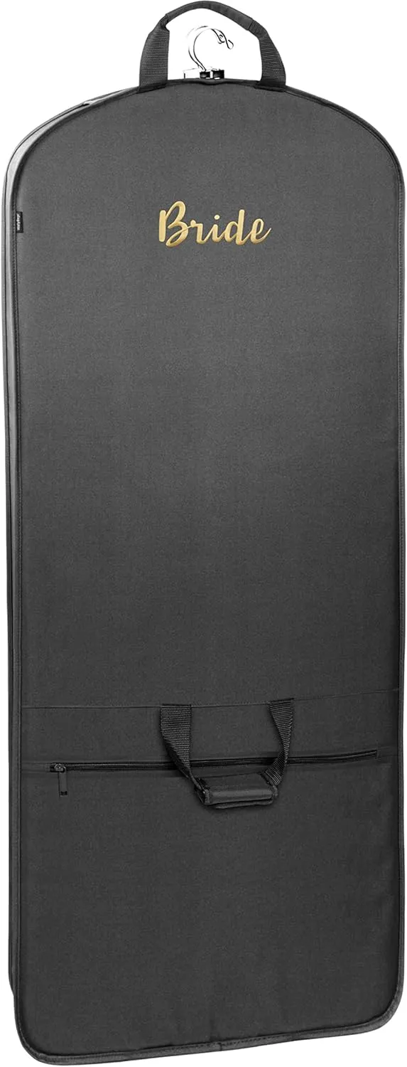 WallyBags® Travel Garment Bag Premium Tri-Fold Exterior Pocket, Black-B1 Gold, 60-Inch