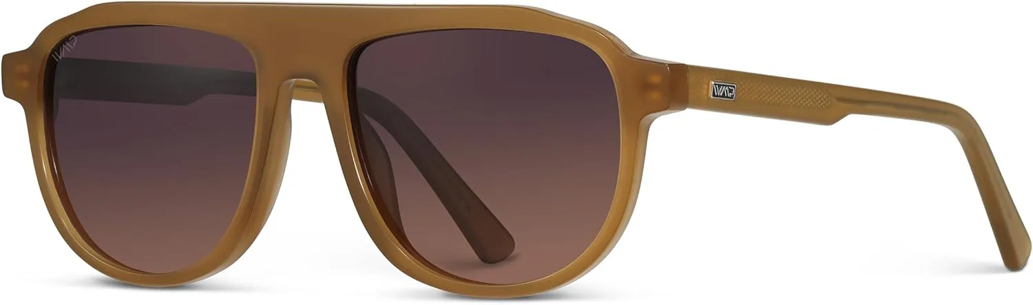 WearMe Pro Bold Retro Polarized Aviator Sunglasses | Geometric Flat Top Frame Design, Gradient Lenses