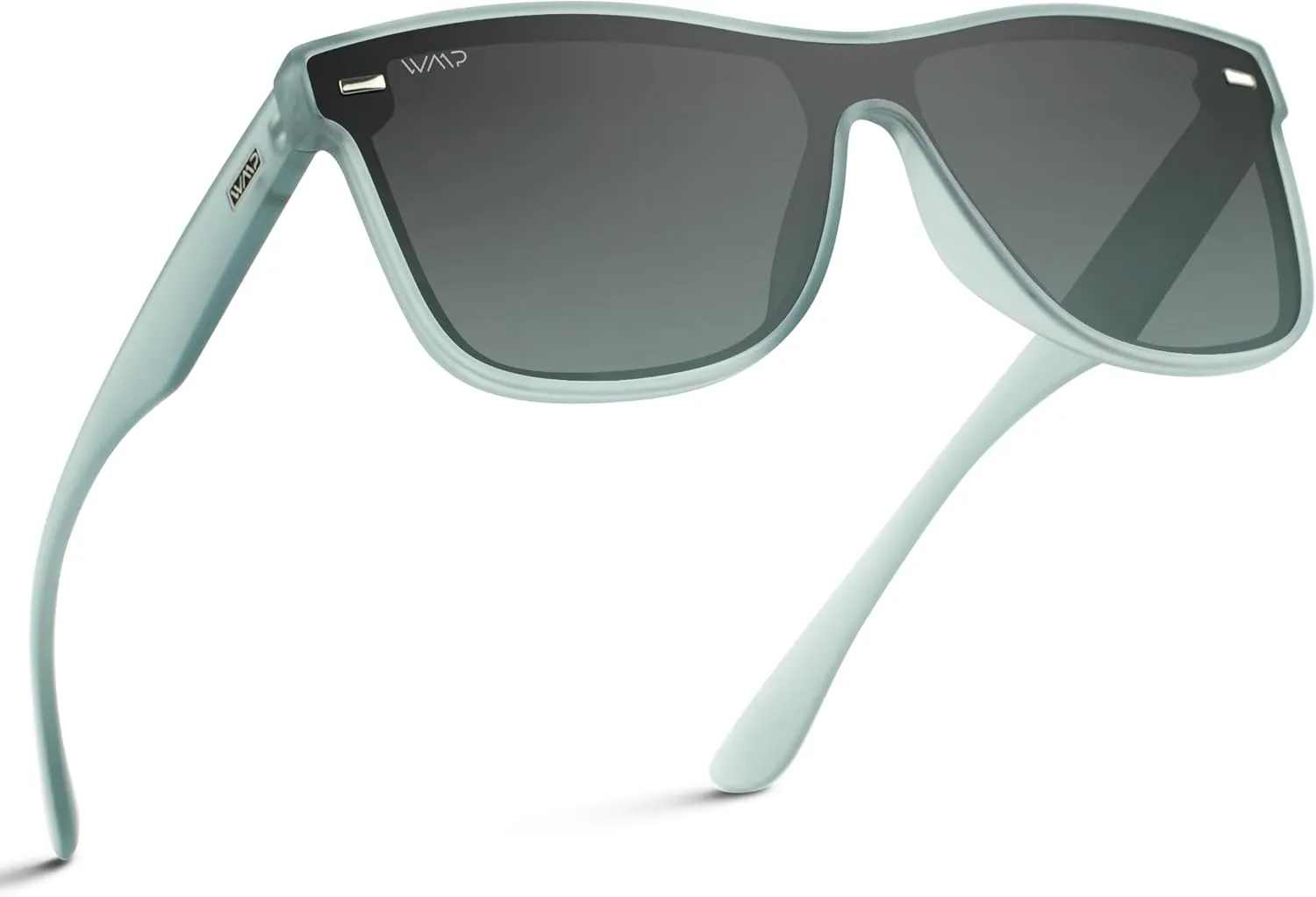 WearMe Pro - Polarized Full Mirror Flat Lens Square Modern Sunglasses (Frosted Sky/Gradient Grey Sky Lens)