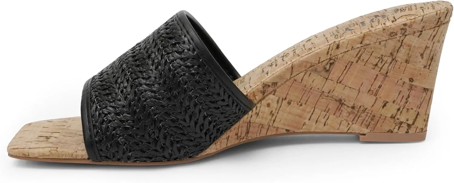 Wedge Sandals for Women Open Toe Wedge Heels for Women Square Toe Wedge Mules