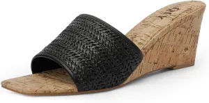 Wedge Sandals for Women Open Toe Wedge Heels for Women Square Toe Wedge Mules
