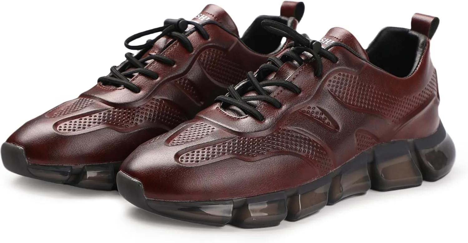 Welford Men’s Fashion Sneaker Classic Leather Casual Shoes Slip On Business Walking Shoes