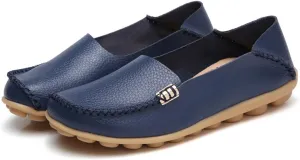 WERWAES Womens Casual Loafers Comfortable Leather Slip on Shoes Fashion Round Toe Moccasins Flats Soft Lightweight Walking Outdoor Loafers
