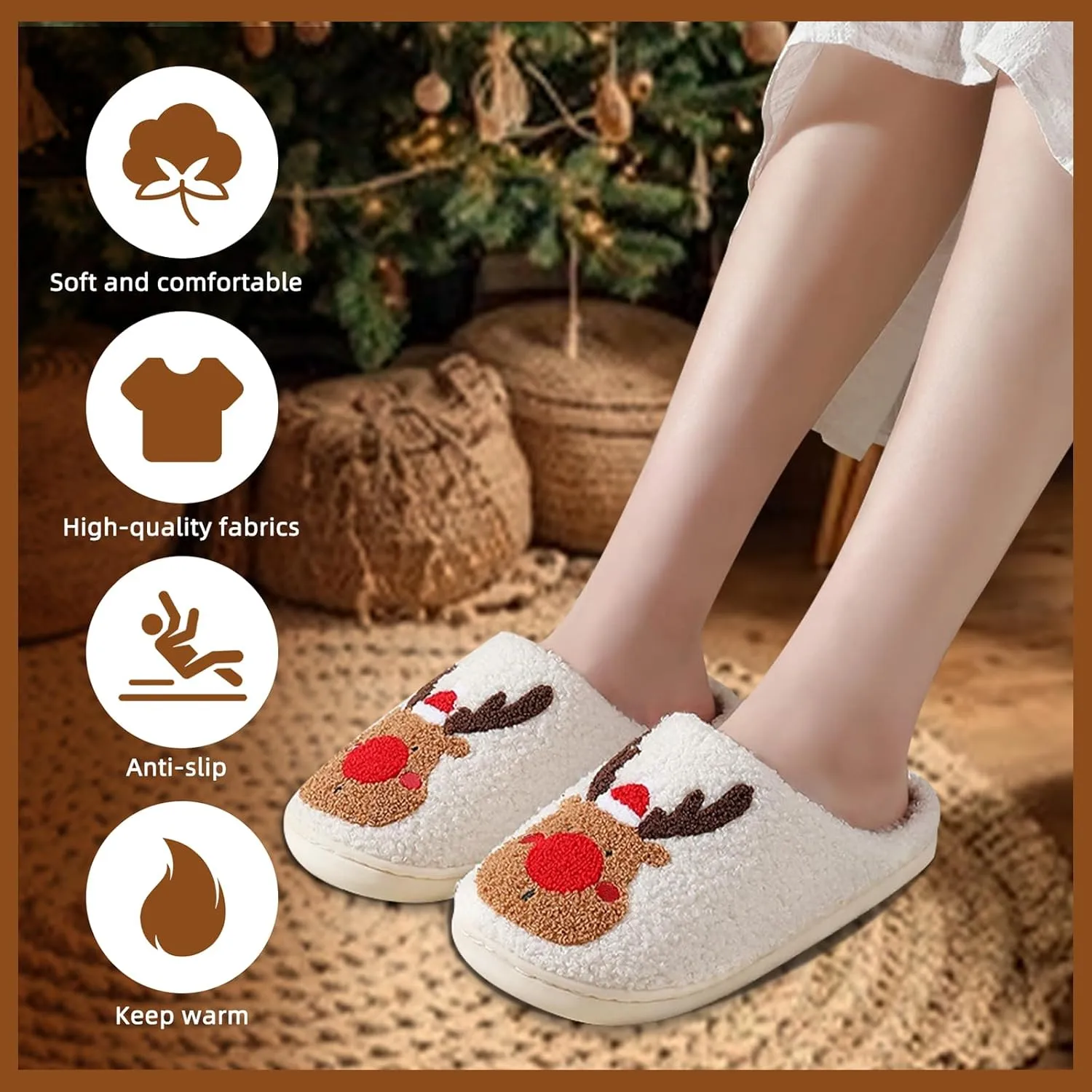 White Ghost Women's Halloween Fuzzy Warm Spooky Cute Fall House Slippers for Men - Outdoor & Indoor