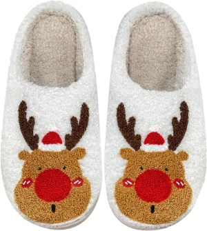 White Ghost Women's Halloween Fuzzy Warm Spooky Cute Fall House Slippers for Men - Outdoor & Indoor