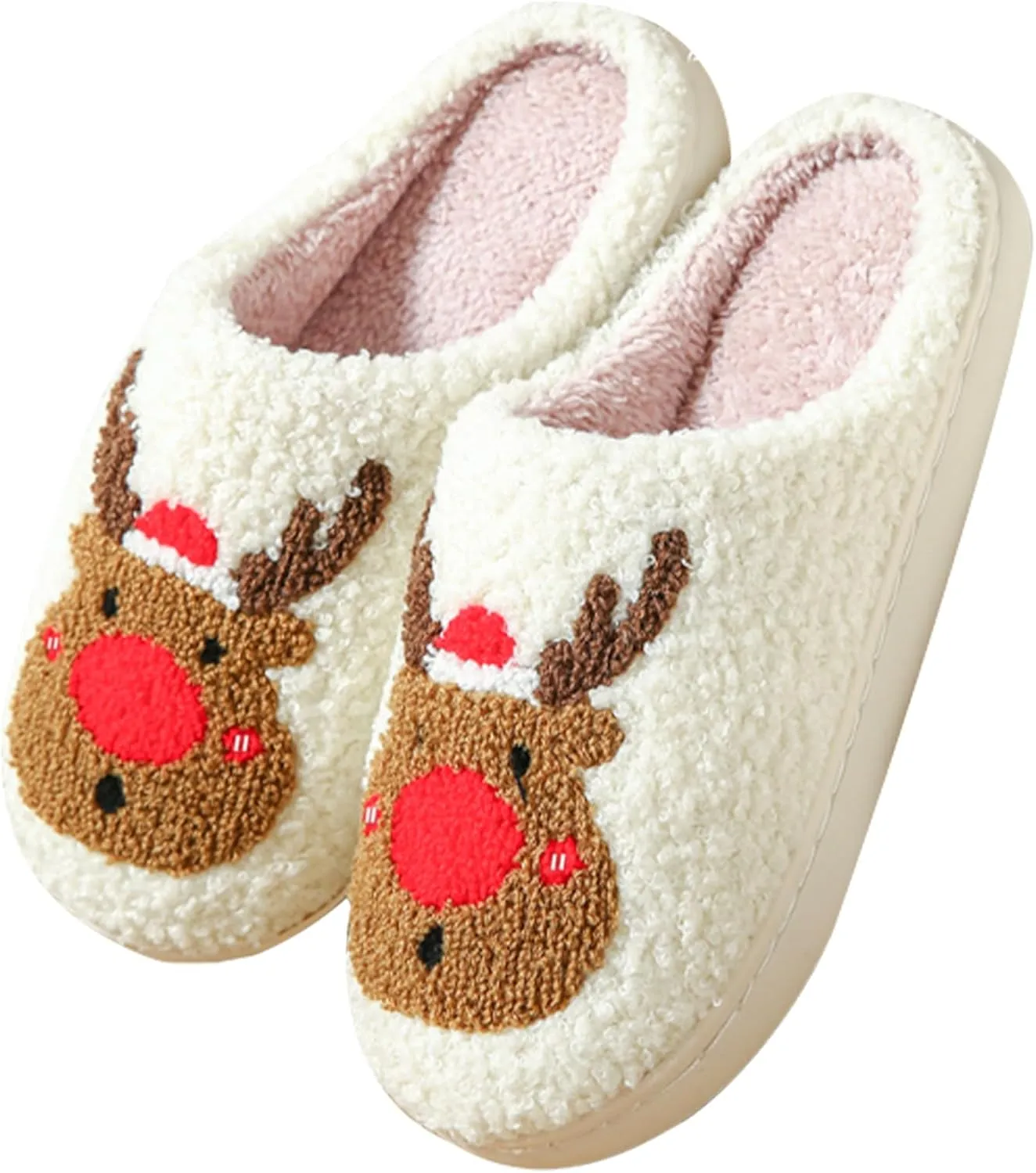 White Ghost Women's Halloween Fuzzy Warm Spooky Cute Fall House Slippers for Men - Outdoor & Indoor