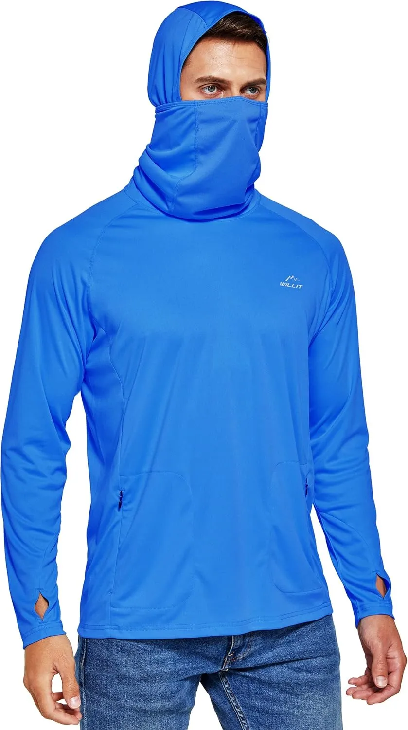 Willit Men's Sun Protection Hoodie UPF 50  Fishing Hiking Shirt Long Sleeve SPF UV Shirt Rash Guard Lightweight