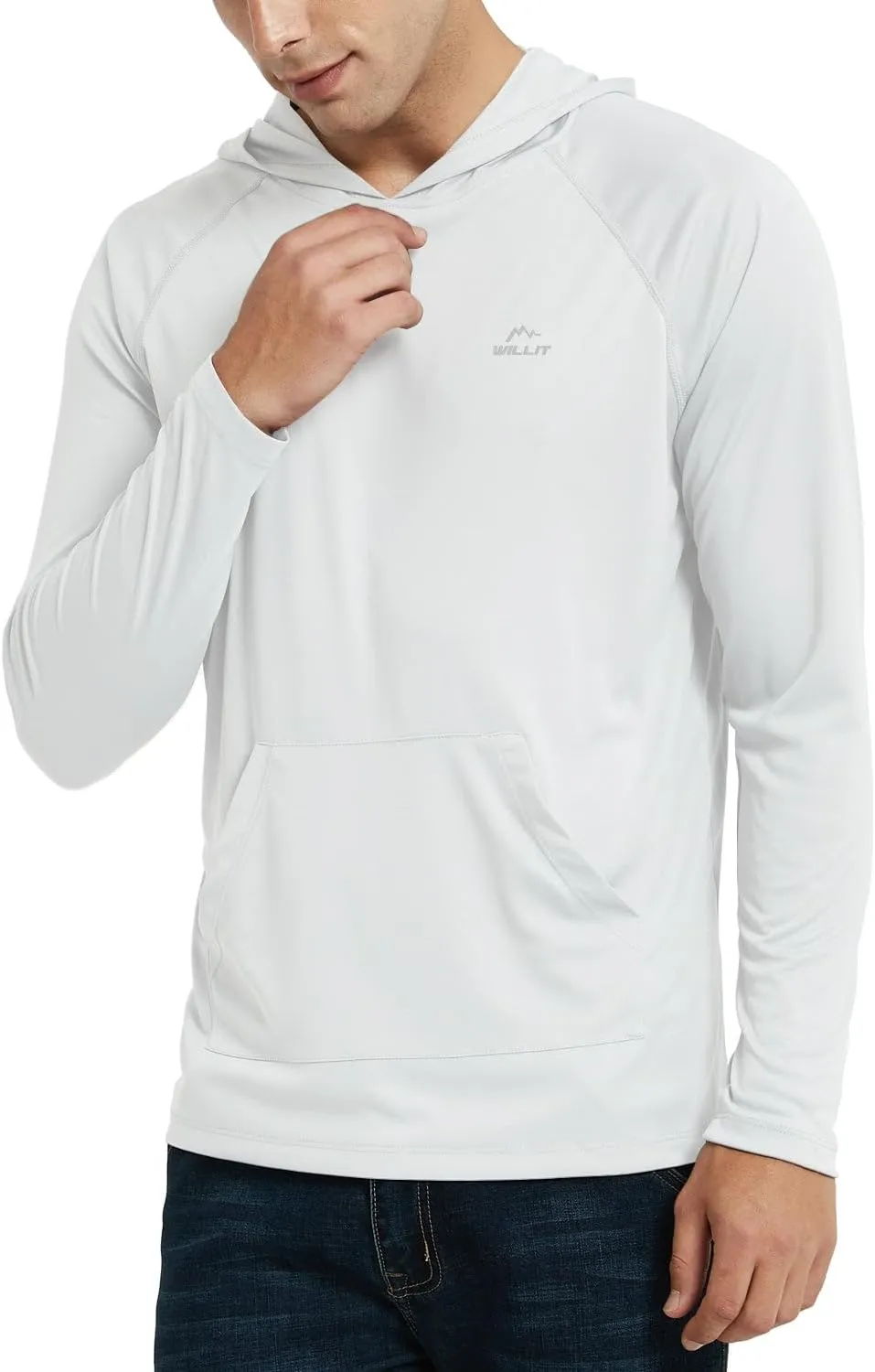 Willit Men's UPF 50  Sun Protection Hoodie Shirt Long Sleeve Rash Guard Fishing SPF Outdoor UV Shirt Lightweight Pocket
