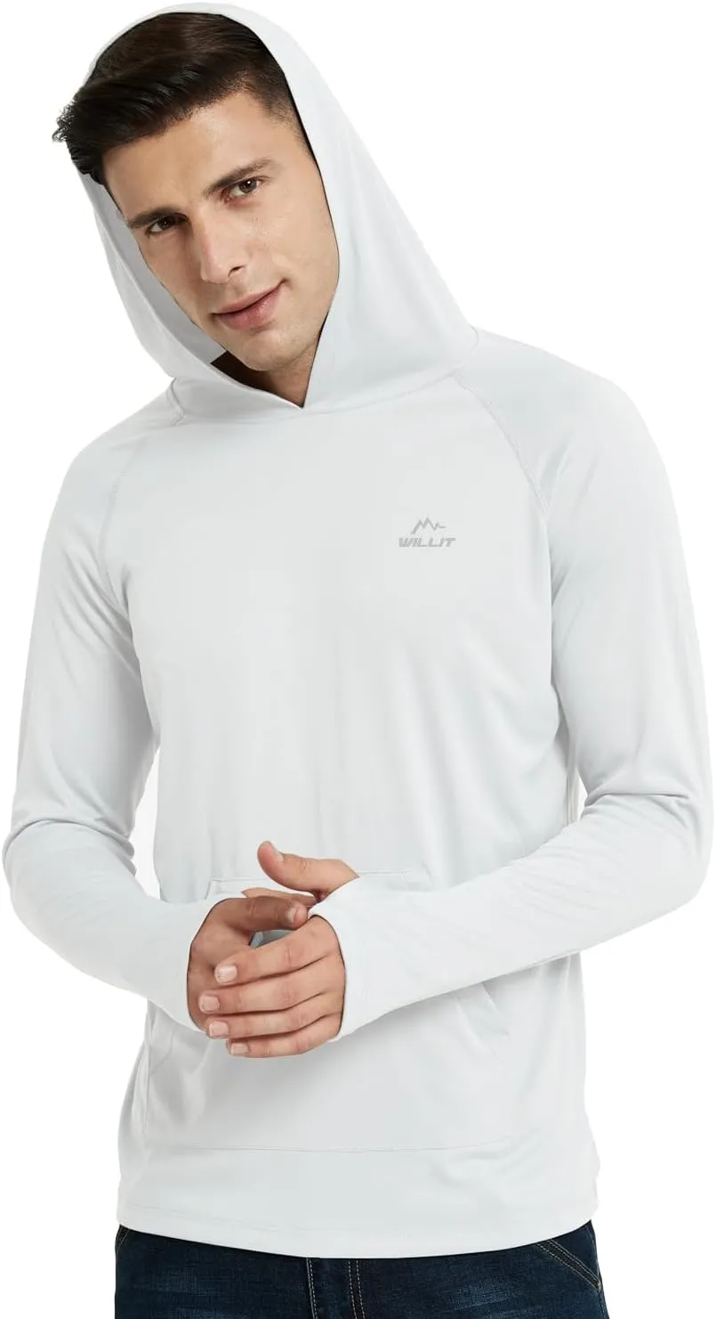 Willit Men's UPF 50  Sun Protection Hoodie Shirt Long Sleeve Rash Guard Fishing SPF Outdoor UV Shirt Lightweight Pocket