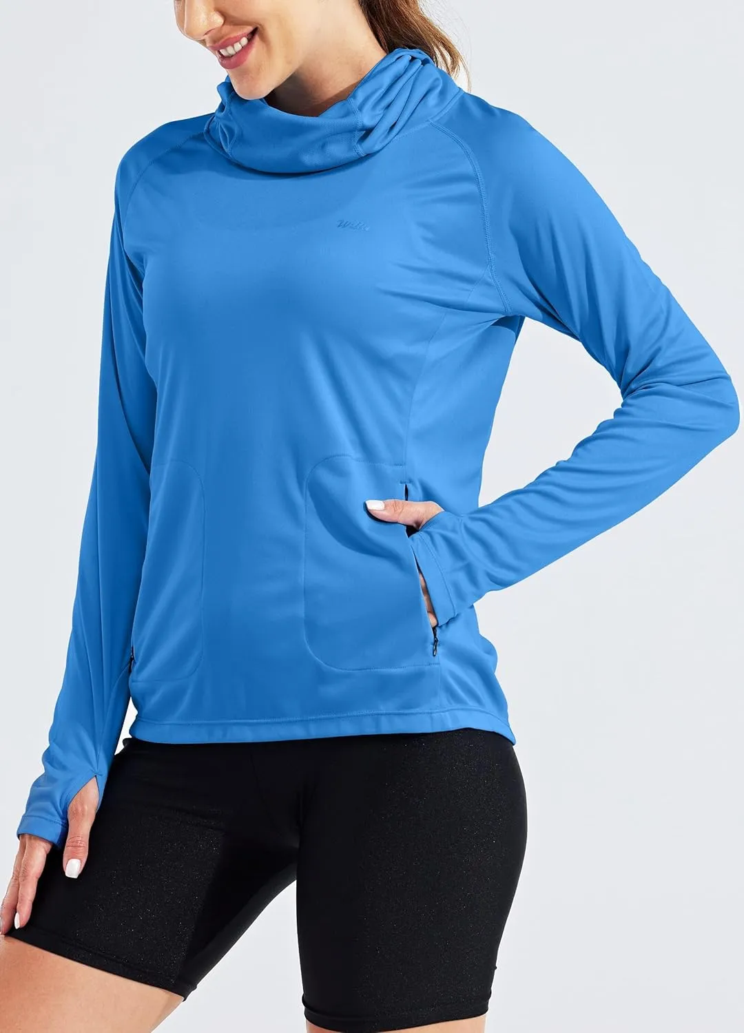 Willit Women's Sun Protection Hoodie UPF 50  Fishing Hiking Shirt Long Sleeve SPF Shirt with Face Mask Lightweight