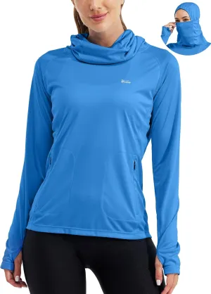 Willit Women's Sun Protection Hoodie UPF 50  Fishing Hiking Shirt Long Sleeve SPF Shirt with Face Mask Lightweight