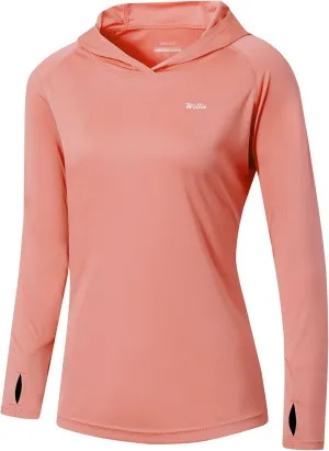 Willit Women's UPF 50  Sun Protection Hoodie SPF Shirt long sleeve Hiking Fishing Outdoor Shirt Lightweight Hoodie