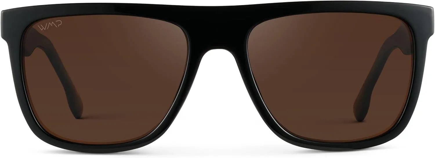 WMP Eyewear - Men's Bold Flat-Top Square Sunglasses, Polarized Lenses, 100% UV Protection, Lightweight & Durable