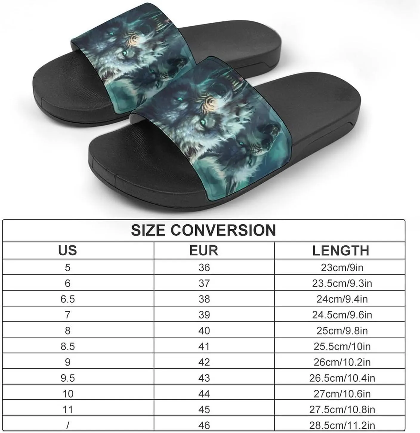 Wolf Slippers for Women Men Anti-Slip Shower Slides Open Toe Slippers for Home Outdoor Beach