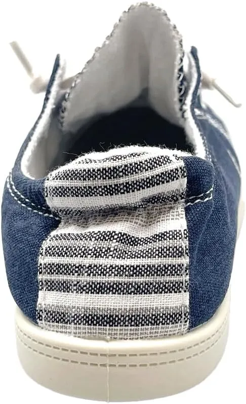 Women Slip-On Linen Canvas Lace-Up Fashion Sneaker