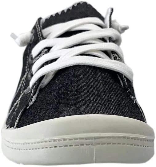 Women Slip-On Linen Canvas Lace-Up Fashion Sneaker