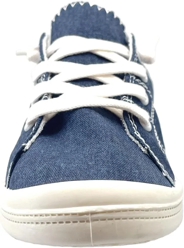 Women Slip-On Linen Canvas Lace-Up Fashion Sneaker