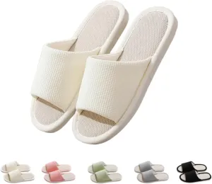 Women Slipper Soft Sole Open Toe House Slippers Memory Foam Slip On Bedroom Cozy Indoor Outdoor Home Slippers