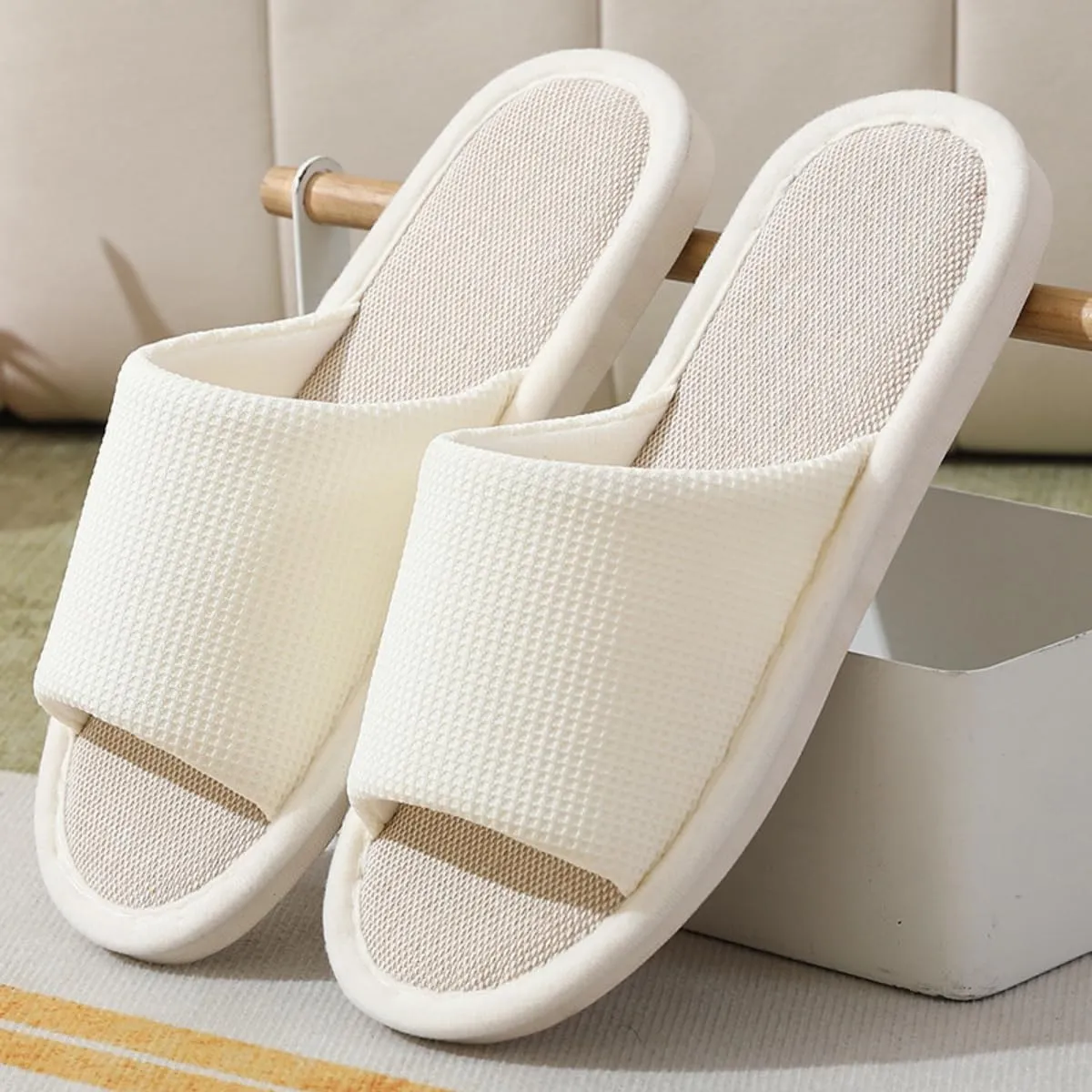 Women Slipper Soft Sole Open Toe House Slippers Memory Foam Slip On Bedroom Cozy Indoor Outdoor Home Slippers