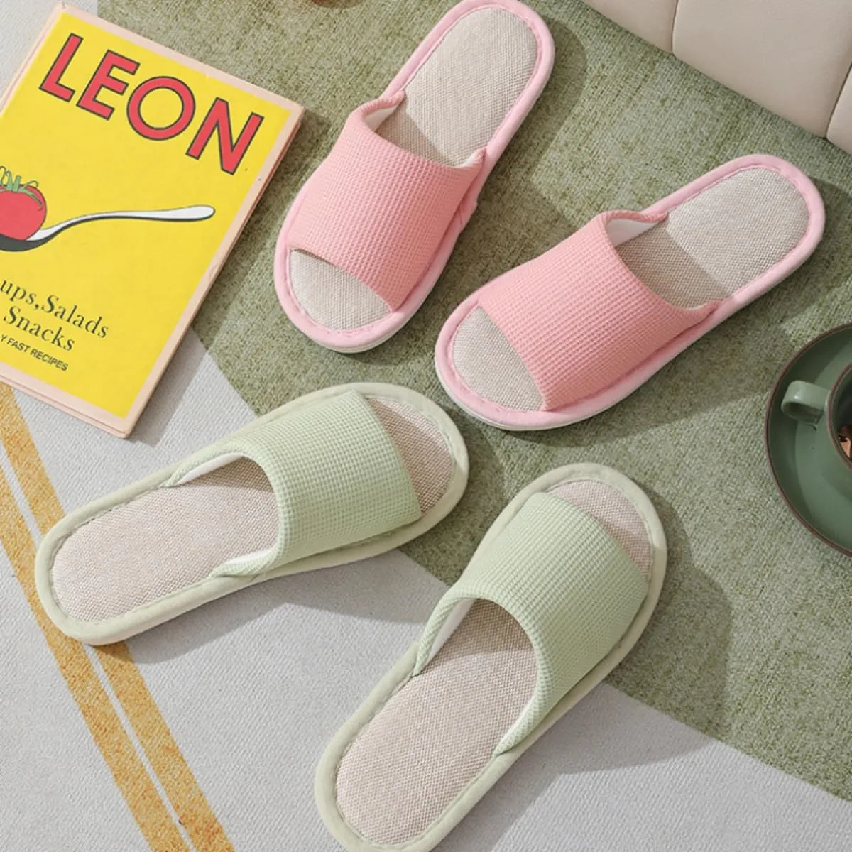 Women Slipper Soft Sole Open Toe House Slippers Memory Foam Slip On Bedroom Cozy Indoor Outdoor Home Slippers